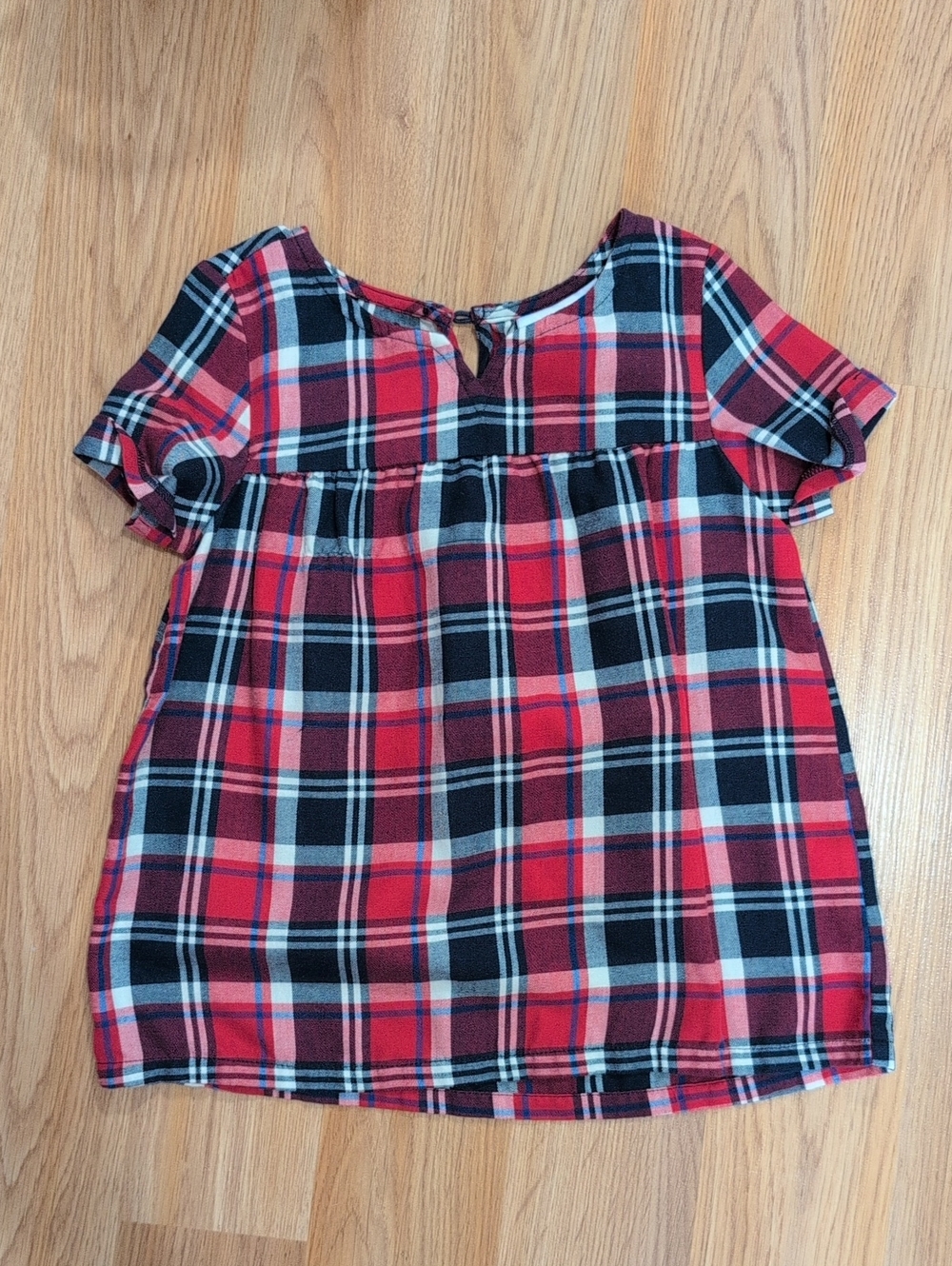 The Children's Place Red Black Plaid Short-Sleeve Top